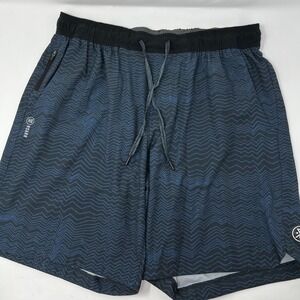 Roark Run Amok Serrano 8" Active Shorts Mens Medium Blue Chevron Pattern